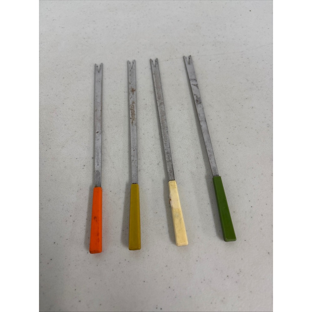 Vintage Mid Century Modern Stainless Steel Japan Fondue Forks‎ Set of 4